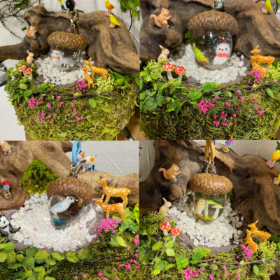 苔玉の庭-おしゃれ箱庭-ミニチュア動物-お客様作品02
