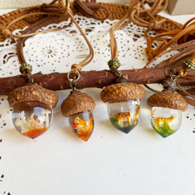 どんぐりレジン-ミニチュア動物-猫