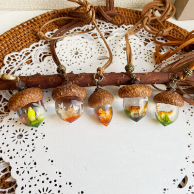 ドングリレジン-りす、猫、ウサギ、シカ-ミニチュア動物