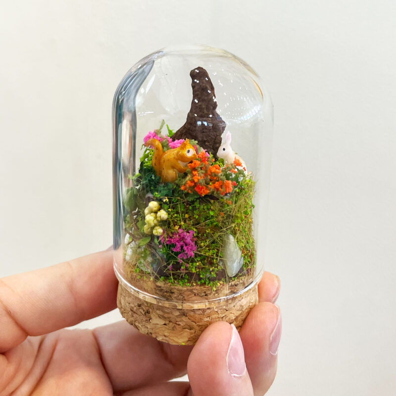 ミニガラスドーム-ジオラマ-ワークショップ-博多ハンドメイドマルシェお客様作品